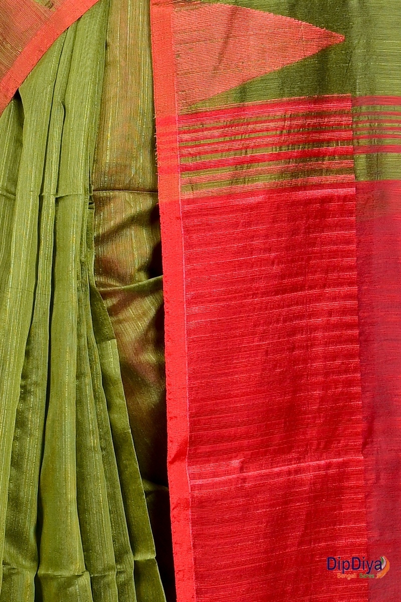 Dark Green Cotton Blended Pariva Hand Loom Saree (349)